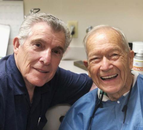 Dr. Thomas Carroll, left, and Dr. Harlan Raley, right, together. Raley sold his practice to Dr. Carroll after practicing in the building for 70 years. submitted photo