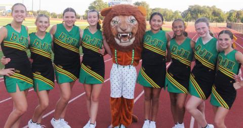 2024-25 Jr. High Cheerleaders are: Jessa Bamber, Cali Garrett, McKayla Hernandez, Ximena Lopez, Tylor Nail, Addison Pratt, Regan Vanbebber, Lexi Watson and mascot Remi Chapman. Paul Gaudette | Citizen staff photo