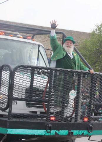Wyndi Veigel | Citizen staff photo Local leprechaun Orion Gallagher welcomes St. Patrick’s Day and visitors to Dublin as he heralds the annual St. Paddy’s Day parade.