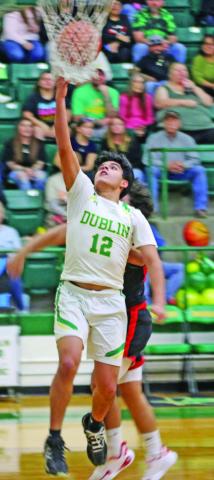 Dublin Lion Omar Vazquez lays up for two against the Eastland Mavericks Friday, Feb. 6 at home. Paul Gaudette | Citizen staff photo