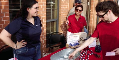 Representatives from Texas Bank in Stephenville hand out ice cream samples during the second annual Great American Ice Cream Social held Thursday, July 16 by Stephenville Downtown Merchants in downtown. The event boasted high attendance with a wide variety of tasty treats aimed to cool off citizens in the Texas summer heat. For more photos see The Dublin Citizen Facebook page. David Swearingen | Citizen staff photo