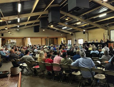 Hundreds of people turn out for a meeting between the Erath-Somervell Sub-Regional Planning Commission (Chapter 391) and Oncor Electric over the proposed 765KV transmission line project. Courtesy photo