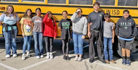 Several Dublin Jr. High band members were named to the Region 7 Honor Band after recent auditions. They include: Keighly Lewis (2nd symphonic clarinet), Jonny Enhorabuena (2nd symphonic baritone), Kimila Gonzalez (3rd symphonic alto saxophone), Jayden Balvantin (4th concert percussion), Yitzell Solis (2nd concert trumpet), Angel Palomino (7th concert clarinet) and Makayla Anglin (1st alternate Bass Clarinet). | submitted photo