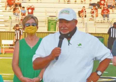 Norma and Bob Cervetto were joined by many friends and family members at the 50- yard line at the beginning of the season when the field at Dublin Secondary School was named in their honor. Coach Cervetto has announced his retirement after a 41-year career, 11 of which were spent as Dublin’s Head Football Coach/Athletic Director. Paul Gaudette | Citizen staff photo