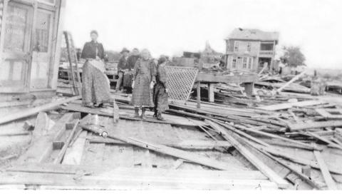 An early photograph of damage done by the Cisco tornado. | archive photo