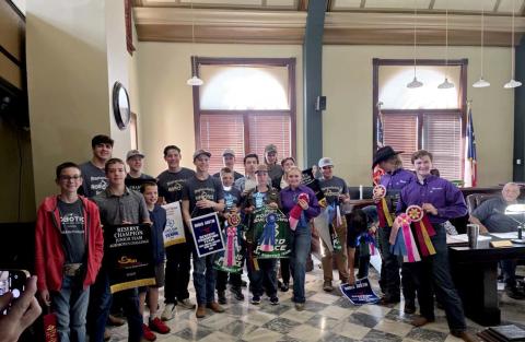 The Erath County Commissioners Court honored kids who have done well this year in the Erath County 4-H Program. Though the group pictured is large it is only about half of the county’s award winners in what is being billed as an exceptional year for the program. Wyndi Veigel-Gaudette | Citizen staff photo