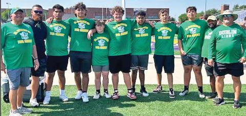 Dublin Lion Football players are going to state competition in the Lineman Challenge after placing at Hardin Simmons University. Courtesy photo