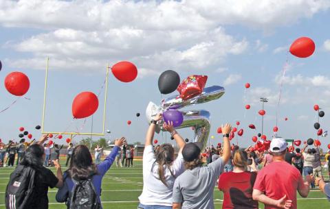 DISD remembers Big Eddie On Monday, April 11, a crowd of parents, students, and Dublin ISD staff gathered on Bob and Norma Cervetto Field to release balloons in honor of DHS student Eddie Hernandez’s 16th birthday. Hernandez was lost in a two-vehicle accident Thursday, April 7 on Highway 67. The sudden loss led to many impromptu events for his grieving classmates.