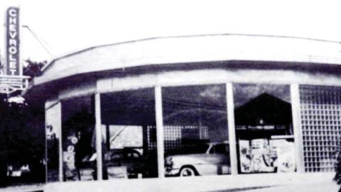 Above, the new Chevrolets were proudly displayed in the window of the new Durham dealership. Below, the Chevrolets that Fred Fletcher sold in 1957 are still treasured by collectors. Dublin Historical Museum archive photos