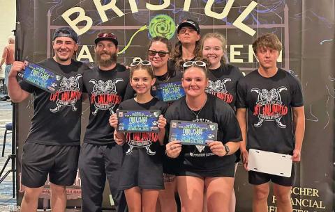 Dublin powerlifters Jaydyn Gonzalez, Levi Bamber, Jessa Bamber, Courtney Bamber, Marshall Daniel, Cassidy Adair, Hailey Lauth and Adam Spharler made a great showing at the IPA worlds powerlifting championships in Bristol, Tennessee this month. | submittedphoto