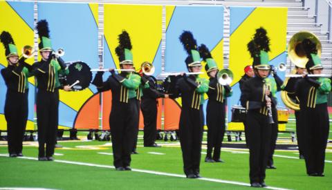 Paul Gaudette | Citizen staff photo DISD Band Director Ronny Luedke (below) gives a thumbs up to his drum majors and captains prior to the Sound of Dublin performance of its ‘Ninja’ routine at the first annual Harry Bradberry Marching Classic at Dublin Secondary. Ten bands performed in the inaugural event with band students, parents and boosters on site to help in any way.