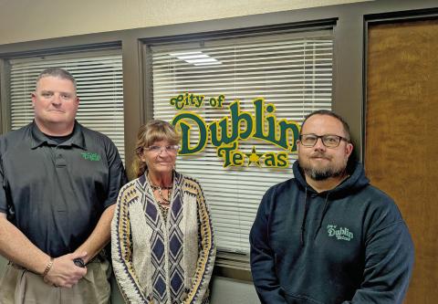 Instead of a single city manager, Dublin will now use a trio of managers who will report to the city council. From left is Director of Public Safety Cameron Ray, City Secretary/Director of Finance Kim Seider and Director of Infrastructure and Development Cory James. Paul Gaudette | Citizen staff photo